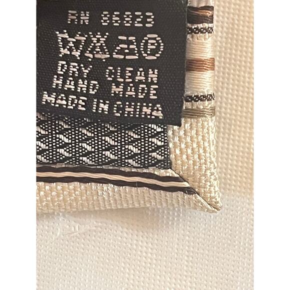 Valerio Garati Necktie  - 100% Polyester Brown Cream Gray Off White Striped Tie - Picture 9 of 13